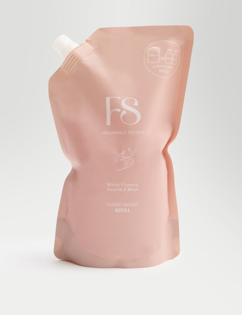 Fragrance Society white flowers vanilla musk hand wash refill 540ml (British brand)
