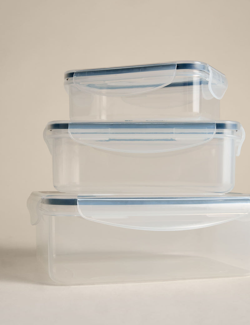 Set of 3 airtight food storage containers (British brand)