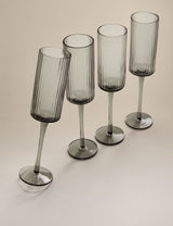 Celine Ribbed Champagne Flutes Set of 4 Drinking Glasses
