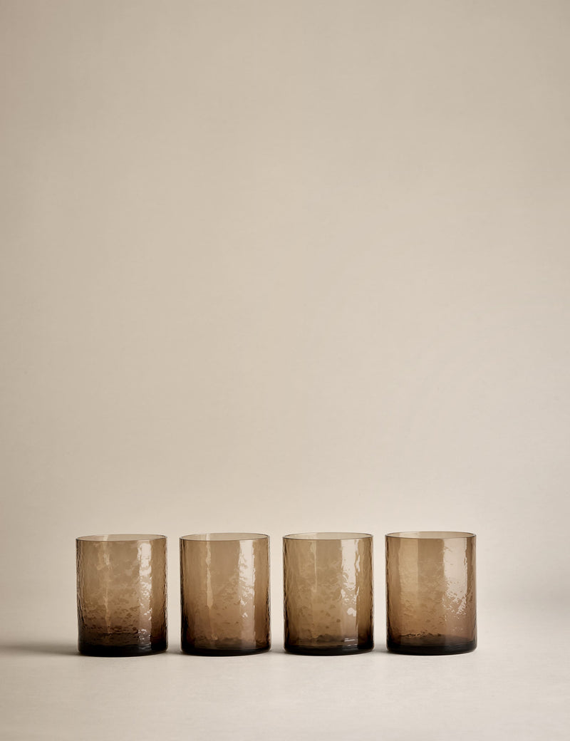 Set of 4 hammered glass tumblers (British brand)