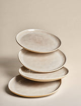 Set of 4 Linen Reactive Melamine Picnic Side Plates