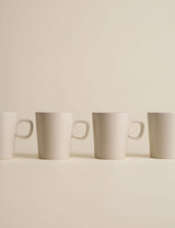 Ribbed Ceramic Cappuccino Cups Set of 4 Coffee Mugs