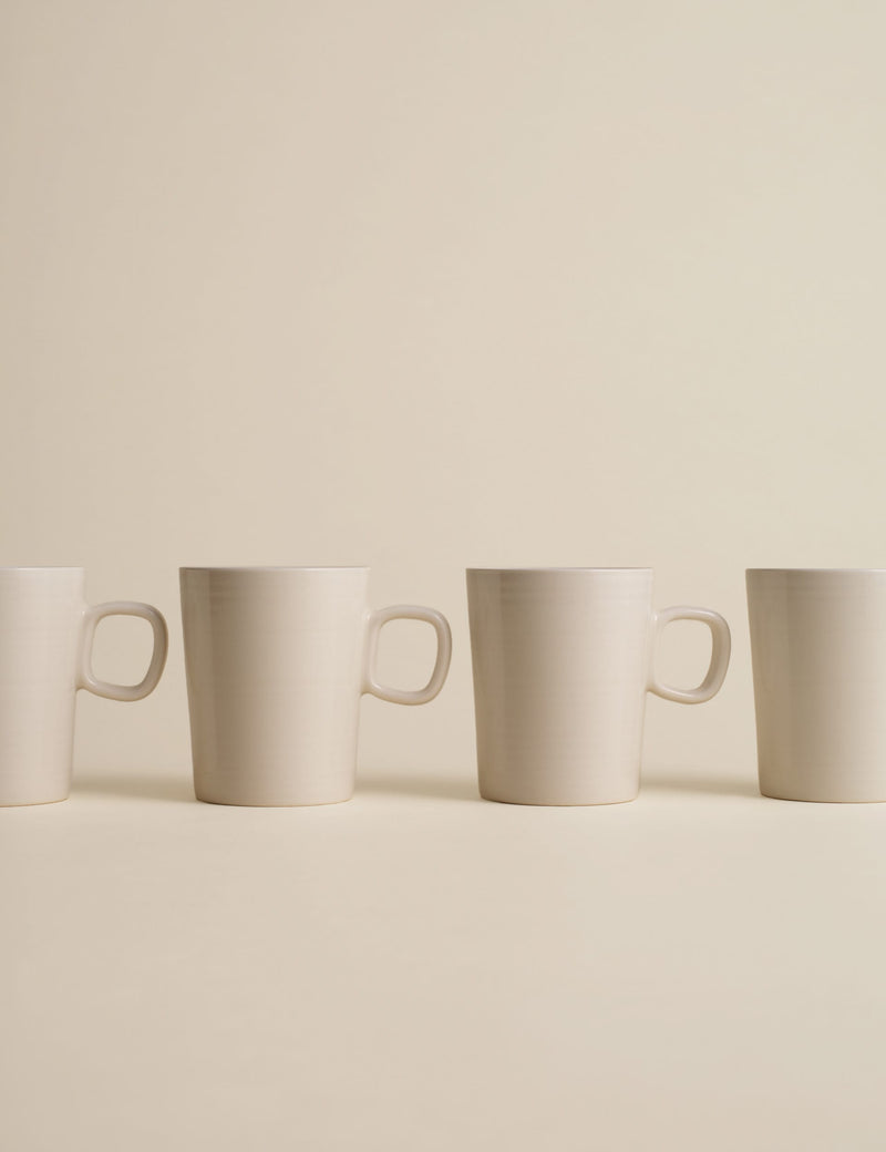 Set of four ribbed ceramic cappuccino cups (British brand)