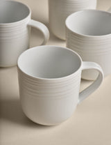 Set of 4 Ribbed Porcelain Coffee Mugs