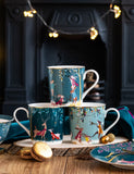 Sara Miller Woodland Tales fine china mugs set of four (British brand)