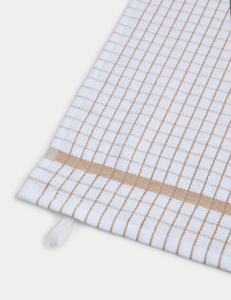 Set of 5 checked terry tea towels (British brand)