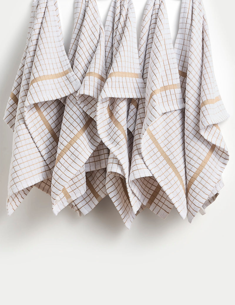 Set of 5 checked terry tea towels (British brand)