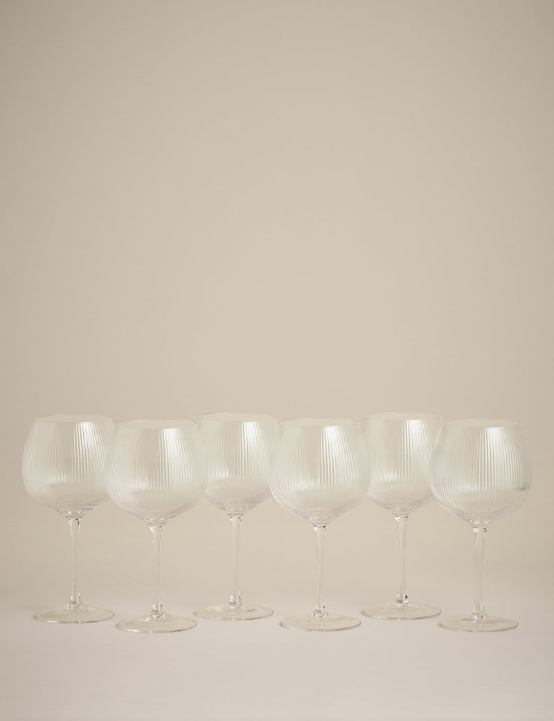 Maxim optic ribbed gin glasses set of 6 (British brand)