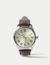 M&S Silver Tone Round Face Croc Strap Watch