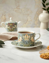Morris & Co Strawberry Thief Porcelain Cup and Saucer Set