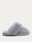 M&S suede faux fur trim mule slippers (British brand)