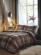 Appletree Connolly Check Brushed Red Upersoft Duvet Cover and Pillowcase Set