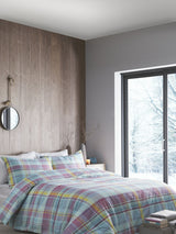 Appletree Blue Hygge Applecross Check 100% Cotton Duvet Cover and Pillowcase Set