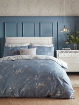 Laura Ashley Blue Dark Seaspray Pussy Willow Reversible Sateen Duvet Cover and Pillowcase Set
