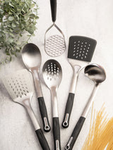 Fusion 6-Piece Black Stainless Steel Kitchen Utensil Set