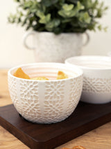 Artisan Street White Nibble Bowls on Board Set of 3 Snack Serving Set