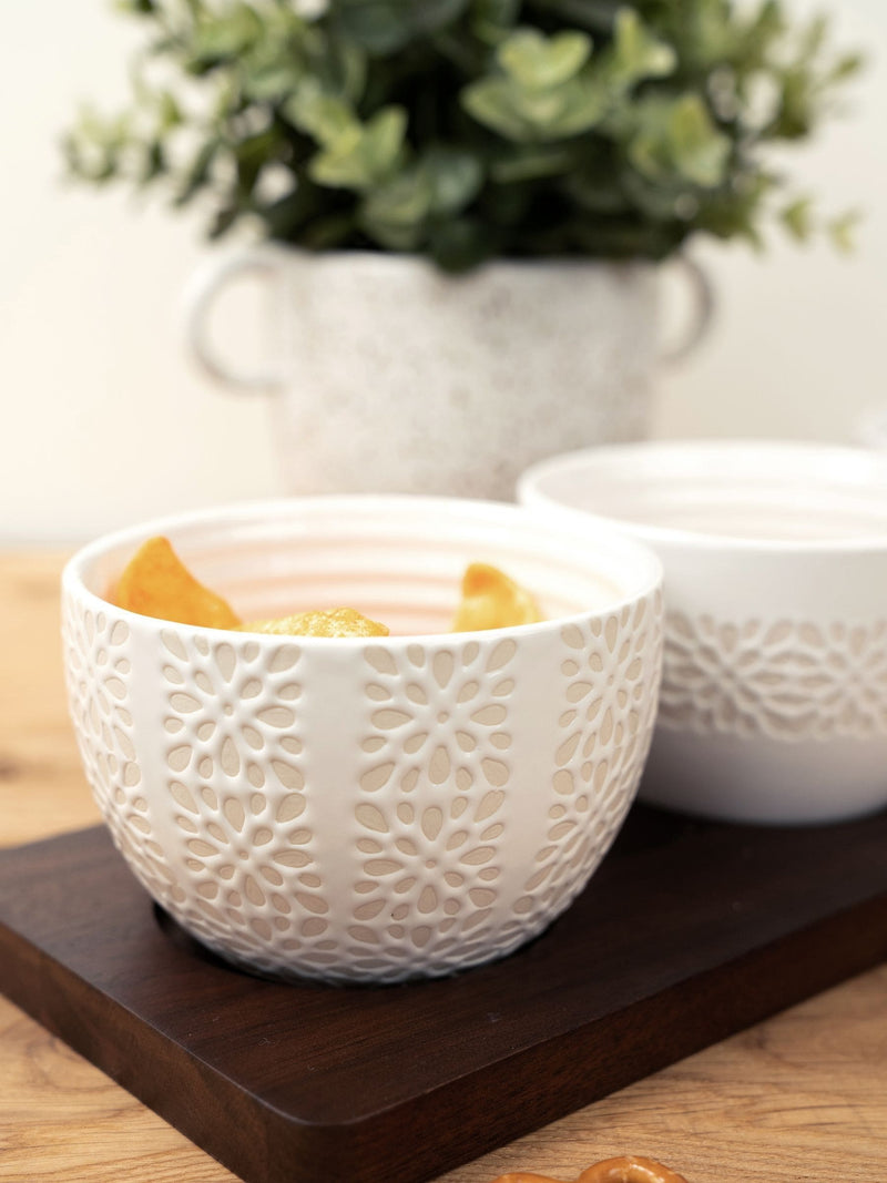 Artisan Street white nibble bowls set of 3 on acacia wood board - British product