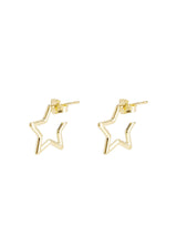 Oliver Bonas Gold Plated Small Brass Star Outline Hoops Earrings