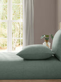 Lazy Linen green washed linen fitted sheet, UK version