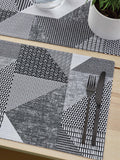 Catherine Lansfield Set of 2 Grey Larsson Geo Wipeable 100% Cotton Placemats