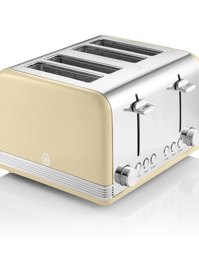 Swan Cream Retro 4 Slice Toaster