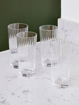 Jasper Conran London Clear Fluted Tall Tumbler Glasses Set of 4 15cm Height