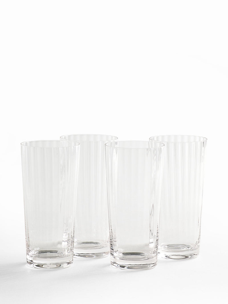 Jasper Conran London clear fluted tall tumbler glasses 15cm height set of 4, UK version