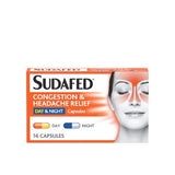 Sudafed Congestion Headache Relief Day Night Capsules Cold Flu Pack of 16