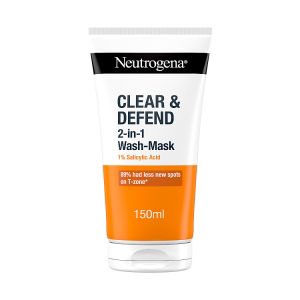 Neutrogena Clear & Defend 2-in-1 Wash-Mask with 1% salicylic acid 150ml, imported from the UK