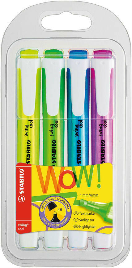 Stabilo Swing Cool highlighters - Assorted 4pk GOODS ASDA