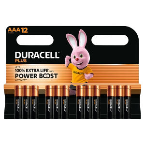 Duracell Plus AAA alkaline batteries 12 pack - British product