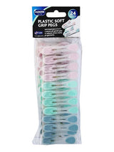 24-Pack Soft Grip Laundry Pegs in Mixed Colours