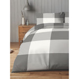 Silentnight Grey Check Cotton Rich Reversible Duvet Cover Single