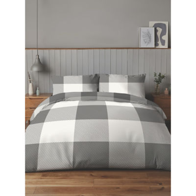 Silentnight Grey Check Cotton Rich Duvet Cover Single (British brand)