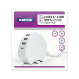 Status 3 x USB & 1 X USB Type C Desktop Mains Hub White GOODS ASDA