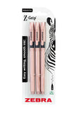 Zebra Z-Grip Rose Gold Black ink Stick Pens 3pk GOODS ASDA