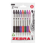 Zebra Z-Grip ballpoint pens 8 pack assorted colours (British brand)