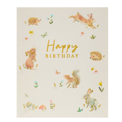 George Home cute woodland characters birthday card 154x184mm, UK version