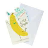 George Home Go Bananas die-cut birthday card 121mm x 184mm, UK version