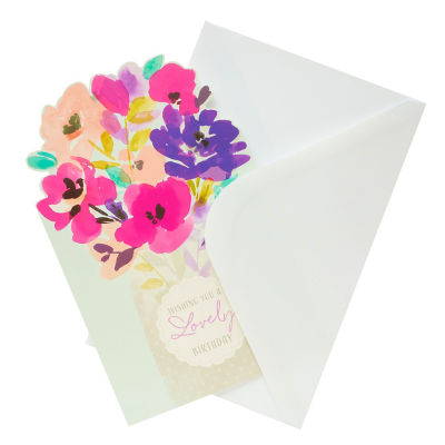 George Home vase of flowers birthday card 137mm x 210mm, UK version