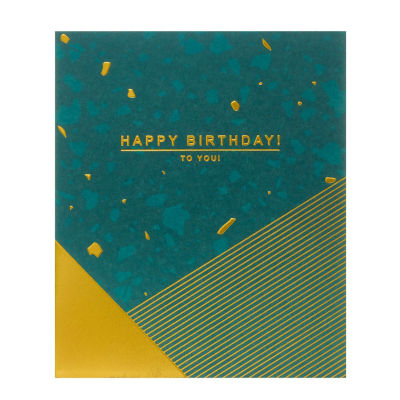 George Home green and gold birthday card 154 x 184mm, UK version