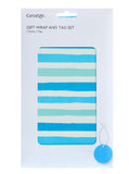 George blue multi stripe gift wrap set, UK version