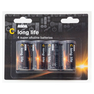 Piles Alcalines C Longue Durée ASDA Lot de 4