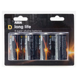 ASDA Long Life Alkaline D Batteries 4 Pack