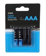 ASDA Super Alkaline AAA Batteries 4 Pack