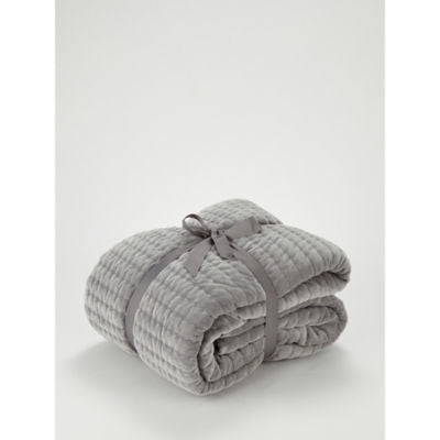 George Home grey embroidered velvet throw 150cm x 200cm, UK version