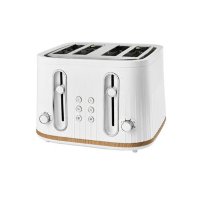 George Home White and Wood Scandi 4 Slice Toaster