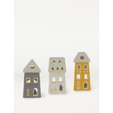 George Home House Shaped Tealight Holders Floral Pattern Ceramic Set 3 Pack