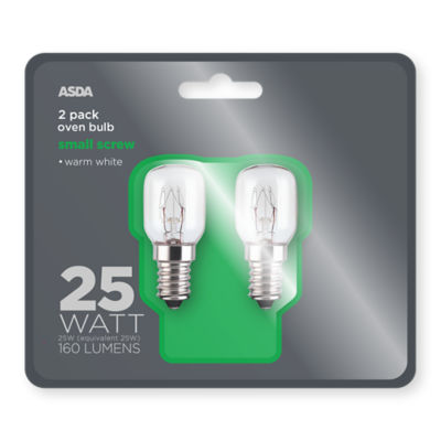 ASDA incandescent oven light bulb 2 pack - British product