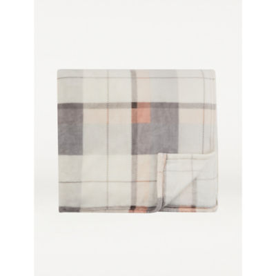 George Home Pink Super Soft Checkered Blanket 200cm x 220cm